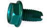10-32 x 3/8 Unslotted Ind Hex Washer Thread Cutting Screw Type 1 Full Thread Zinc Green-Bolt Demon