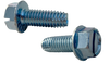 3/8-16 x 3/4 Slot Indent Hex Washer Serrated Thread Cut Screw Type F Full Thread Zinc-Bolt Demon