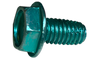 8-32 x 5/16 Unslot Indent Hex Washer Thread Cutting Screw Type F Full Thread Zinc Green-Bolt Demon