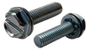 8-32 x 3/8 Slotted Indent HWH Internal Sems Machine Screw Full Thread Zinc-Bolt Demon