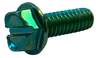 6-32 x 1/4 Slotted Indented Hex Washer Head Machine Screw Fully Threaded Zinc and Green-Bolt Demon