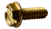 10-24 x 1/2 Slotted Indented Hex Washer Head Machine Screw Fully Threaded Zinc Yellow-Bolt Demon