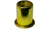 M6 x 1.0 x 5.70 Metric Flat Head Round Open-End Ribbed Threaded Insert Rivet Nut Steel Yellow Zinc-Bolt Demon