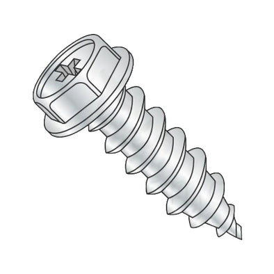 6-20 x 3/4 Phillips Indent Hexwasher Serrated Self Tap Screw Type AB Full Thread Zinc-Bolt Demon