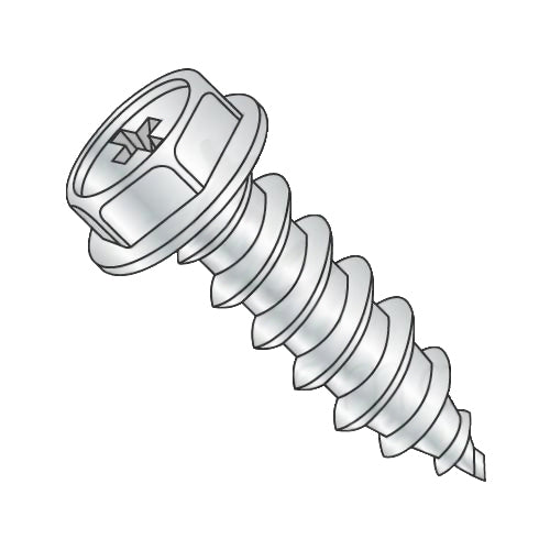6-20 x 3/4 Phillips Indent Hexwasher Serrated Self Tap Screw Type AB Full Thread Zinc-Bolt Demon