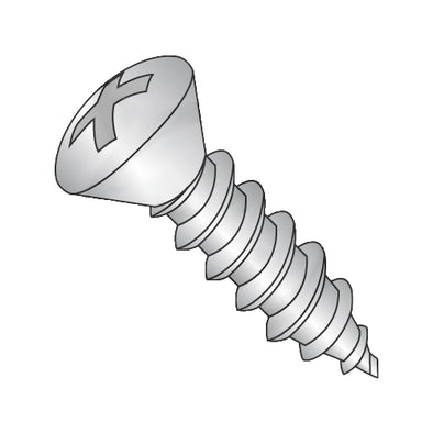 6-20 x 3/8 Phillips Oval Self Tapping Screw Type AB Fully Threaded 18-8 Stainless-Bolt Demon