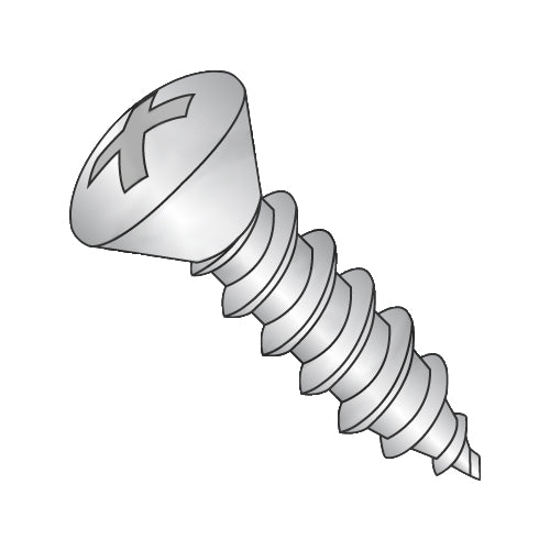 6-20 x 3/8 Phillips Oval Self Tapping Screw Type AB Fully Threaded 18-8 Stainless-Bolt Demon