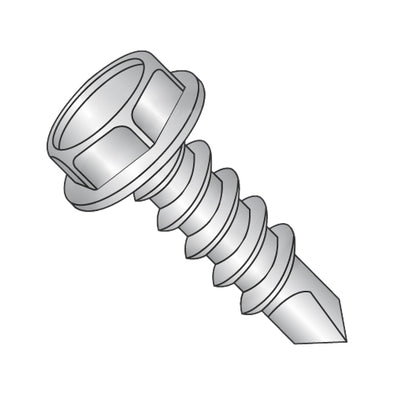 5/16-12 x 1 Unslotted Indented Hex Washer Full Thread Self Drill Screw 410 Stainless Steel-Bolt Demon