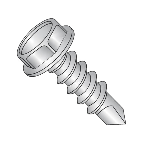 5/16-12 x 1 Unslotted Indented Hex Washer Full Thread Self Drill Screw 410 Stainless Steel-Bolt Demon