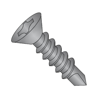 12-14 x 1 Phillips Flat Self Drilling Screw Full Thread Black Oxide & Oil-Bolt Demon