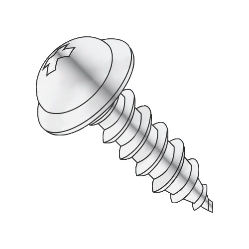 8-15 x 1 Phillips Round Washer Self Tapping Screw Type A Fully Threaded Chrome-Bolt Demon