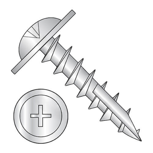 8-11 x 7/8 Phillips #10 Round Washer Hd Deep Thread Wood Screw Type17 Full Thread Zinc-Bolt Demon