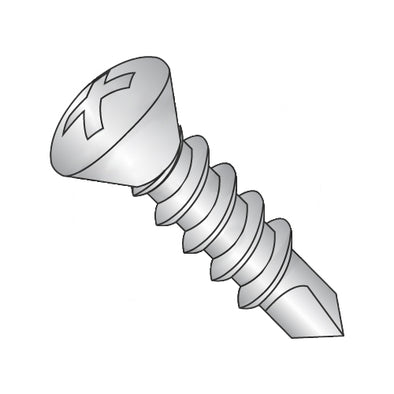 10-16 x 1 1/4 Phil Oval Self Drilling Screw Full Thread 410 Stainless Steel-Bolt Demon