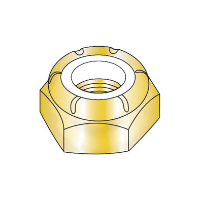 1/4-20 NTE Thin Pattern Nylon Insert Hex Lock Nut Course Thread Zinc Yellow-Bolt Demon