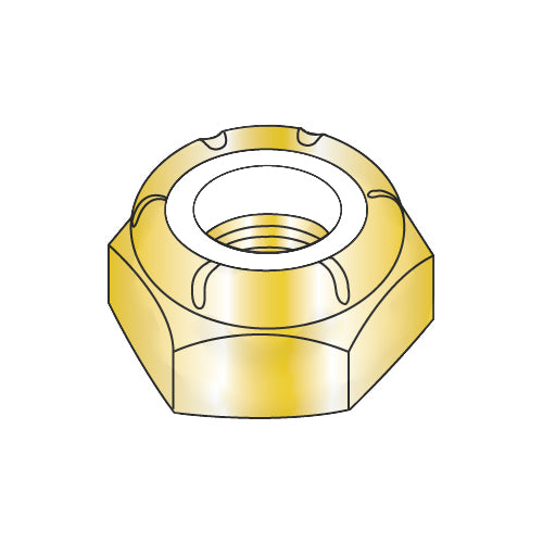 1/4-20 NTE Thin Pattern Nylon Insert Hex Lock Nut Course Thread Zinc Yellow-Bolt Demon