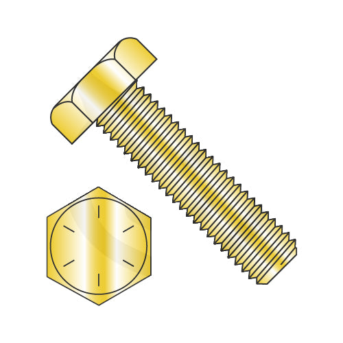 3/8-16 x 1 3/4 Hex Tap Bolt Grade 8 Fully Threaded Zinc Yellow-Bolt Demon