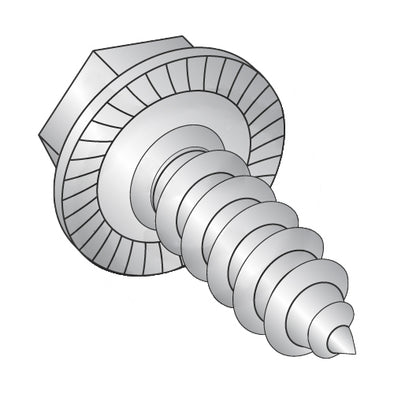 10-16 x 3/4 Unslot Indent Hexwasher Serrated Self Tap Screw Type AB Full Thd 18-8 Stainless-Bolt Demon