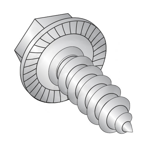 10-16 x 3/4 Unslot Indent Hexwasher Serrated Self Tap Screw Type AB Full Thd 18-8 Stainless-Bolt Demon