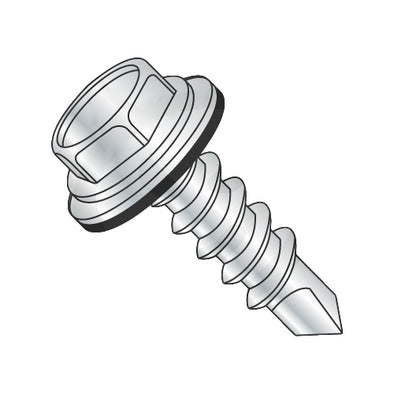 5/16-12 x 1 Unslot Hexwasher w/Bonded NEO EPDM Washer Self Drill Screw Full Thread Zinc Bake-Bolt Demon