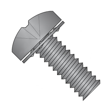 6-32 x 1 3/4 Phillips Pan Internal Sems Machine Screw Fully Threaded Black Zinc-Bolt Demon