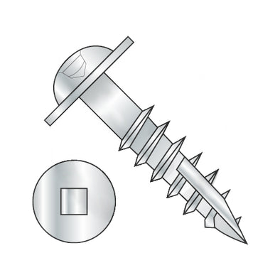 10-9 x 1 1/4 Square Drive Round Washer Head Deep Thrd Type 17 Wood Screw 2/3 Thrd Zinc & Bake-Bolt Demon