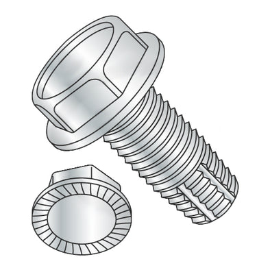 8-32 x 3/8 Unslot Ind Hex Washer Serrated Thread Cutting Scr Type F Full Thrd Zinc & Bake-Bolt Demon