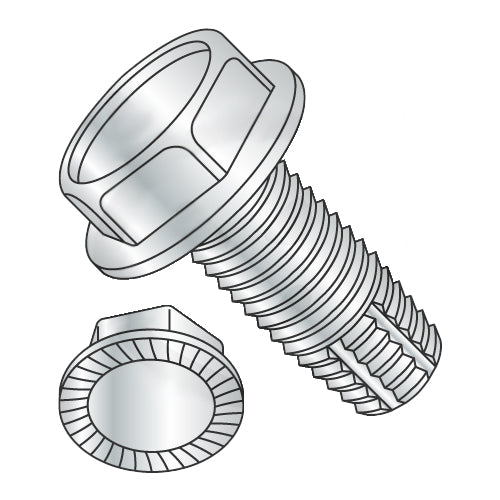 8-32 x 3/8 Unslot Ind Hex Washer Serrated Thread Cutting Scr Type F Full Thrd Zinc & Bake-Bolt Demon
