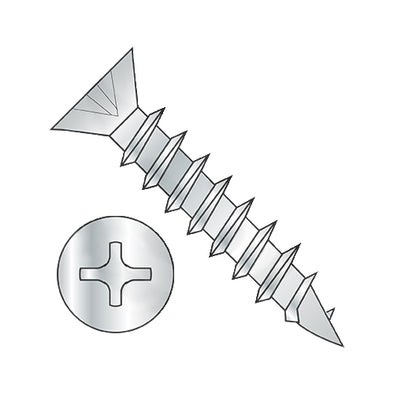 6 x 1/2 Phil Flat .260-.279 OD no Nibs Deep Thread Wood Screw Fully Threaded Nickel-Bolt Demon