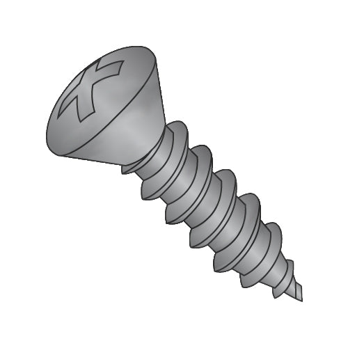6-20 x 5/8 Phillips Oval Self Tapping Screw Type AB Fully Threaded Black Oxide-Bolt Demon