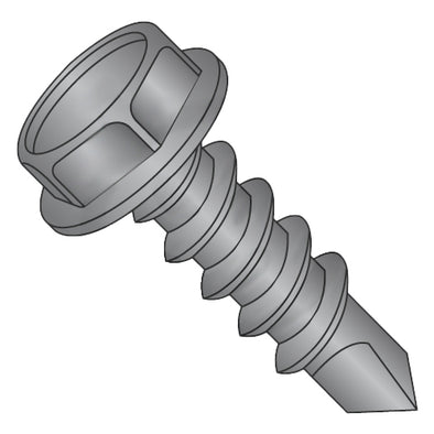 8-18 x 3/4 Unslotted Indent Hex Washer Full Thrd Self Drill 410 Stainless Steel Black Oxide-Bolt Demon