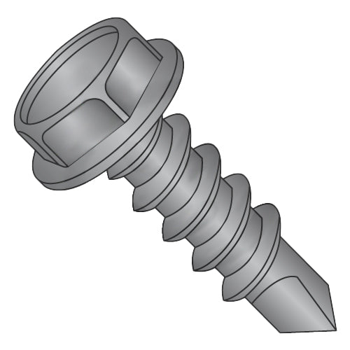 8-18 x 3/4 Unslotted Indent Hex Washer Full Thrd Self Drill 410 Stainless Steel Black Oxide-Bolt Demon