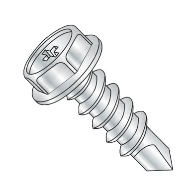 8-18 x 2 Phillips Hex Washer Full Thread Self Drilling Screw Zinc-Bolt Demon