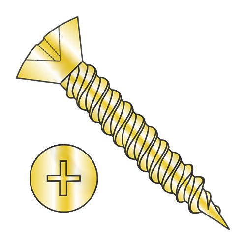 6-18 x 5/8 Phil Oval Hinge Screw Twinfast Fine Thread Full Thread Steel Bright Brass Finish-Bolt Demon