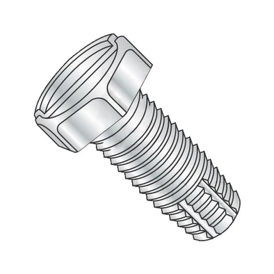 8-32 x 3/8 Slotted Indented Hex Head Thread Cutting Screw Type F Fully Threaded Zinc-Bolt Demon