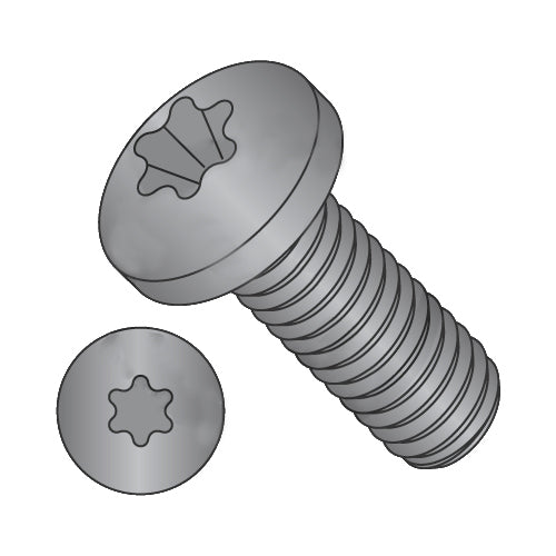 10-32 x 1/4 6-Lobe Pan Machine Screw Fully Threaded Black Oxide-Bolt Demon