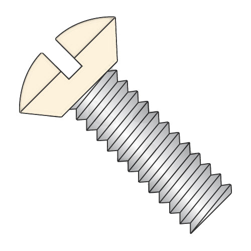 6-32 x 3/8 Slotted Oval Undercut Machine Screw Fully Threaded Zinc with Ivory Painted Head-Bolt Demon