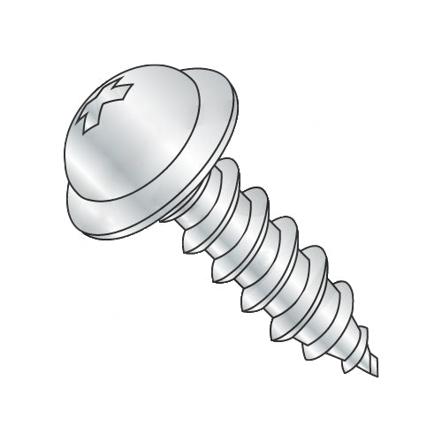 8-18 x 1 1/2 Phillips Round Washer Self Tapping Screw Type AB Fully Threaded Zinc-Bolt Demon