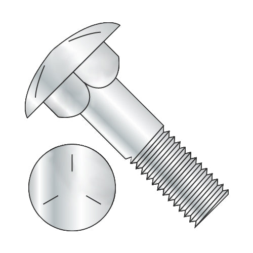 1/2-13 x 9 Carriage Bolt Grade 5 Partially Threaded 6" Thread Under Sized Body Zinc-Bolt Demon
