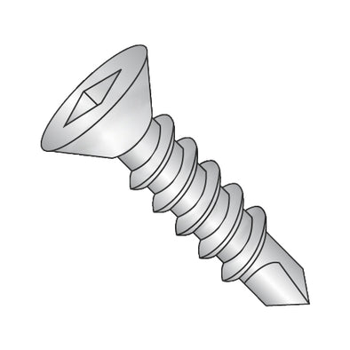 8-18 x 3/4 Square Drive Flat Head Self Drilling Screw Full Thread 410 Stainless Steel-Bolt Demon