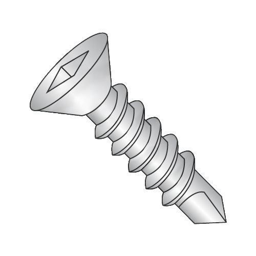 8-18 x 3/4 Square Drive Flat Head Self Drilling Screw Full Thread 410 Stainless Steel-Bolt Demon