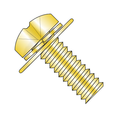 M3 x 10W6 JIS B1188 Phil Pan Split Washer Flat Washer Sems M/S Zinc Yellow-Bolt Demon