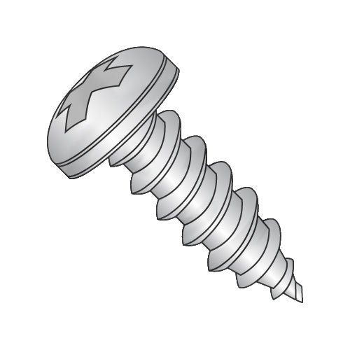 8-15 x 3 Phillips Pan Self Tapping Screw Type A Fully Threaded 18-8 Stainless Steel-Bolt Demon