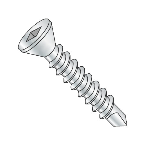 6-20 x 2 Square Drive Flat Trim Head Self Drilling Screw Full Thread Zinc-Bolt Demon