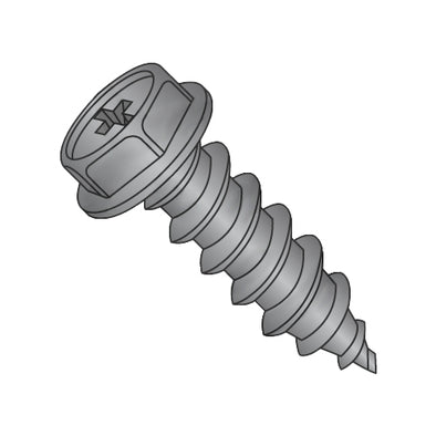 10-12 x 3/4 Phillips Indented Hex Washer Self Tapping Screw Type A Full Threaded Black Oxide-Bolt Demon
