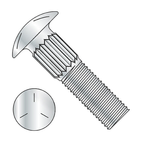 3/8-16 x 7/8 Ribbed Neck Carriage Bolt Grade 5 Fully Threaded Zinc-Bolt Demon