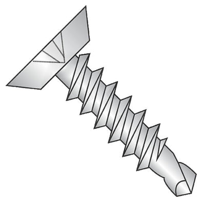 12-14 x 1 Phil Flat Undercut Full Thread Self Drill Screw Zinc Bake 1,000 hours Salt Spray-Bolt Demon