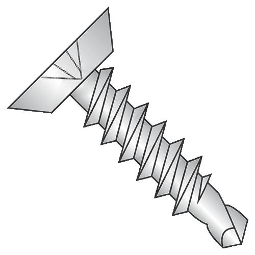 12-14 x 1 Phil Flat Undercut Full Thread Self Drill Screw Zinc Bake 1,000 hours Salt Spray-Bolt Demon