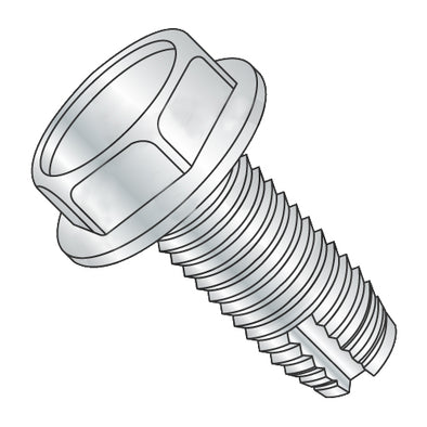 10-24 x 3/8 Unslotted Indented Hex Washer Thread Cutting Screw Type 1 Fully Threaded Zinc-Bolt Demon