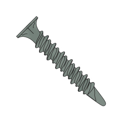 8-15 x 1 5/8 Phil Wafer Head w/Nibs High Low Spade Point Full Thread Self Drill Green Ceramic-Bolt Demon