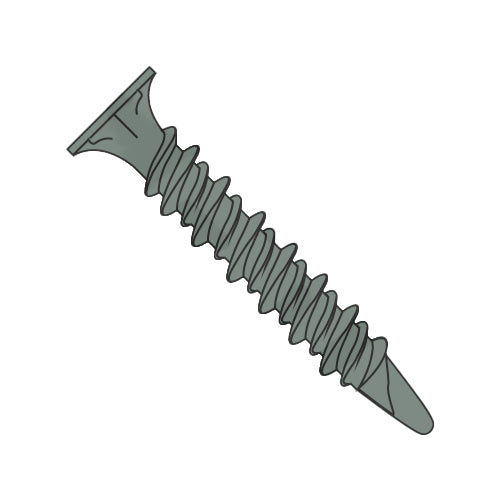 8-15 x 1 5/8 Phil Wafer Head w/Nibs High Low Spade Point Full Thread Self Drill Green Ceramic-Bolt Demon